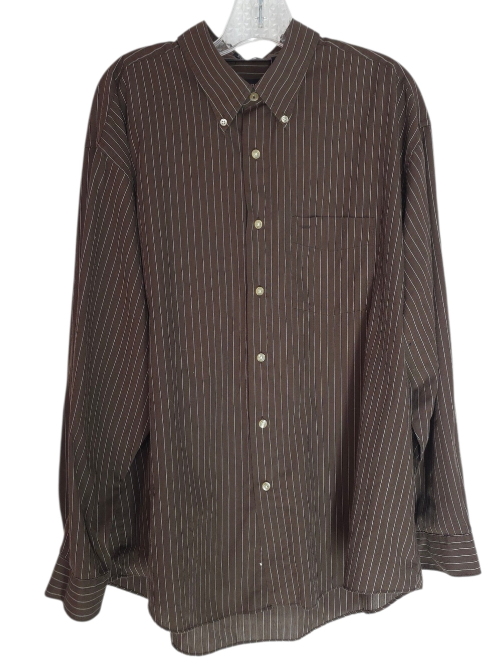 Van Heusen Brown Pinstripe Button-Down Shirt